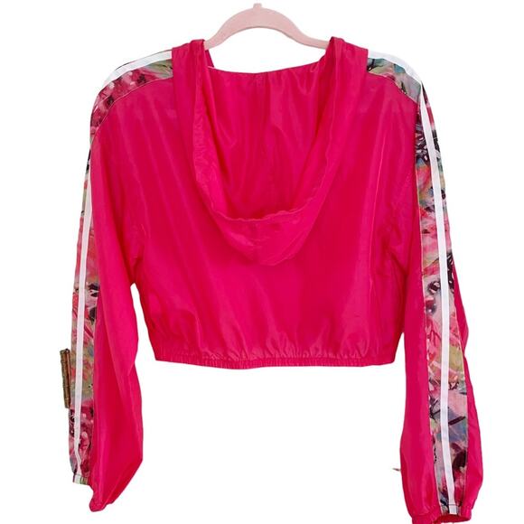 Juicy Couture Pink Floral Striped Long Sleeve Zip Front Windbreaker Small - Picture 3 of 8